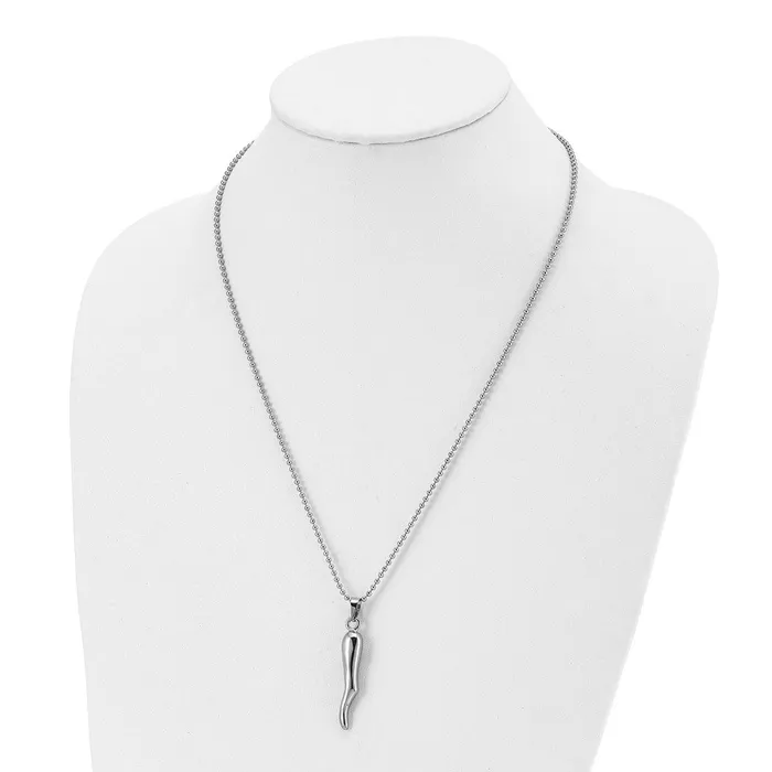 TreasureFineJewelers Necklaces Chisel Stainless Steel Polished Italian Horn Pendant on a 22 inch Ball Chain Necklace