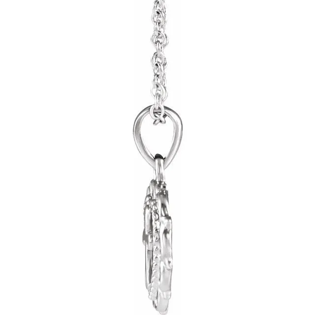 TreasureFineJewelers Necklaces Platinum Youth Heart with Cross 1618 Necklace