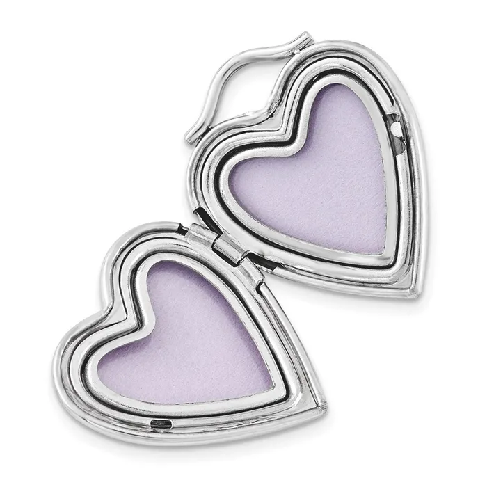 TreasureFineJewelers Necklaces Sterling Silver 20mm Diamond I Love You Heart Locket