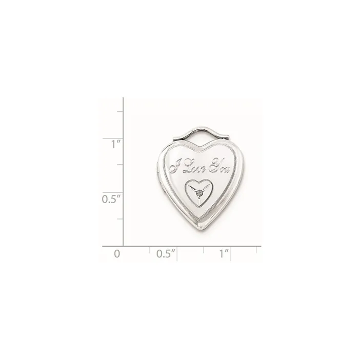 TreasureFineJewelers Necklaces Sterling Silver 20mm Diamond I Love You Heart Locket