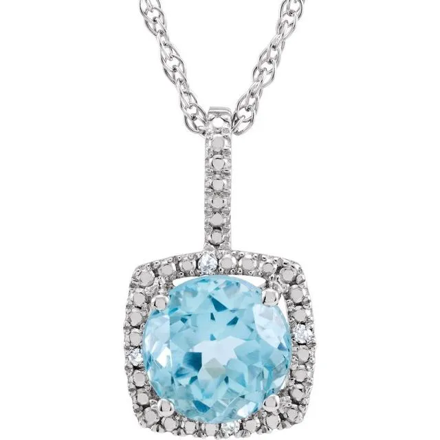 TreasureFineJewelers Necklaces Sterling Silver 7 mm Natural Sky Blue Topaz 015 CTW Natural Diamond 18 Necklace TreasureFineJewelers Necklaces Sterling Silver 7 mm Natural Sky Blue Topaz 015 CTW Natural Diamond 18 Necklace