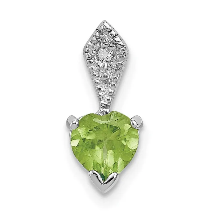 TreasureFineJewelers Necklaces Sterling Silver Diamond and Peridot Heart Pendant TreasureFineJewelers Necklaces Sterling Silver Diamond and Peridot Heart Pendant