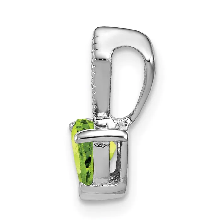 TreasureFineJewelers Necklaces Sterling Silver Diamond and Peridot Heart Pendant