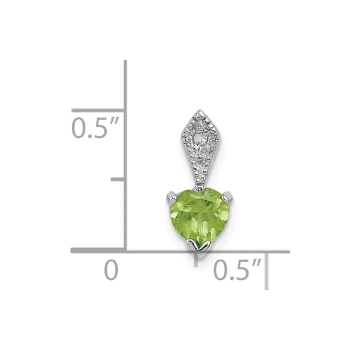 TreasureFineJewelers Necklaces Sterling Silver Diamond and Peridot Heart Pendant