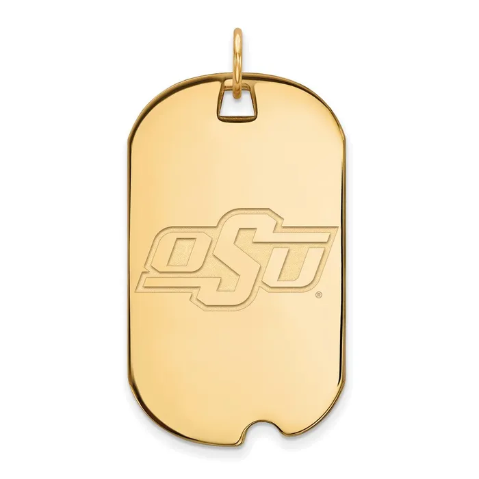 TreasureFineJewelers Necklaces Sterling Silver Goldplated Oklahoma State University OSU Large Dog Tag Pendant TreasureFineJewelers Necklaces Sterling Silver Goldplated Oklahoma State University OSU Large Dog Tag Pendant