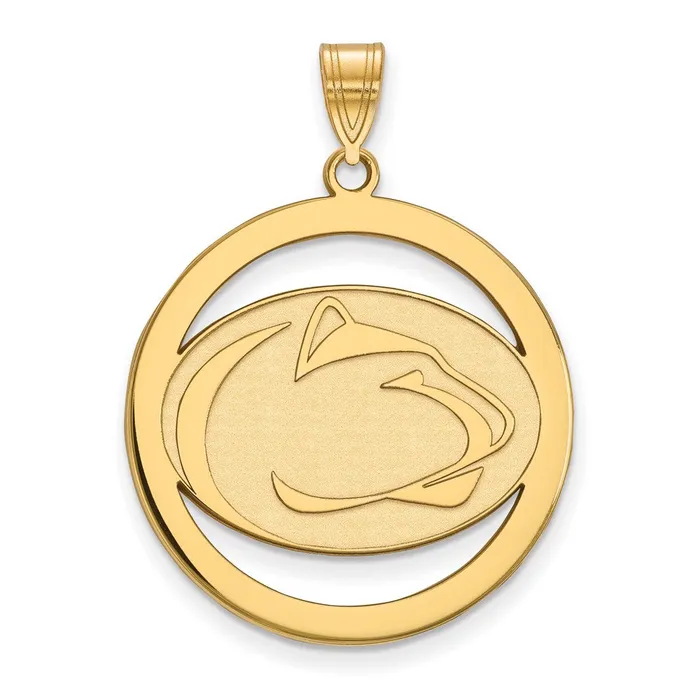 TreasureFineJewelers Necklaces Sterling Silver Goldplated Penn State University Lion Extra Large Circle Pendant TreasureFineJewelers Necklaces Sterling Silver Goldplated Penn State University Lion Extra Large Circle Pendant