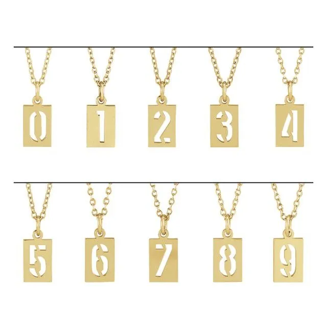 TreasureFineJewelers Necklaces Sterling Silver Pierced Numeral 9 Dog Tag Pendant