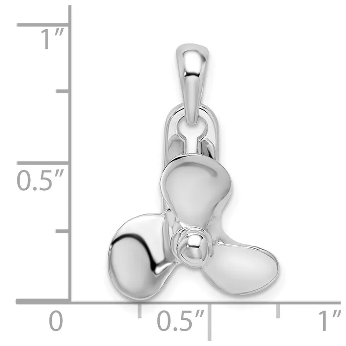 TreasureFineJewelers Necklaces Sterling Silver Polished Moveable 3D Propeller Pendant