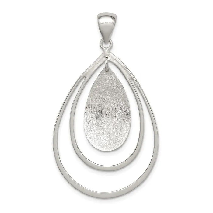 TreasureFineJewelers Necklaces Sterling Silver Polished Textured Teardrop Pendant TreasureFineJewelers Necklaces Sterling Silver Polished Textured Teardrop Pendant