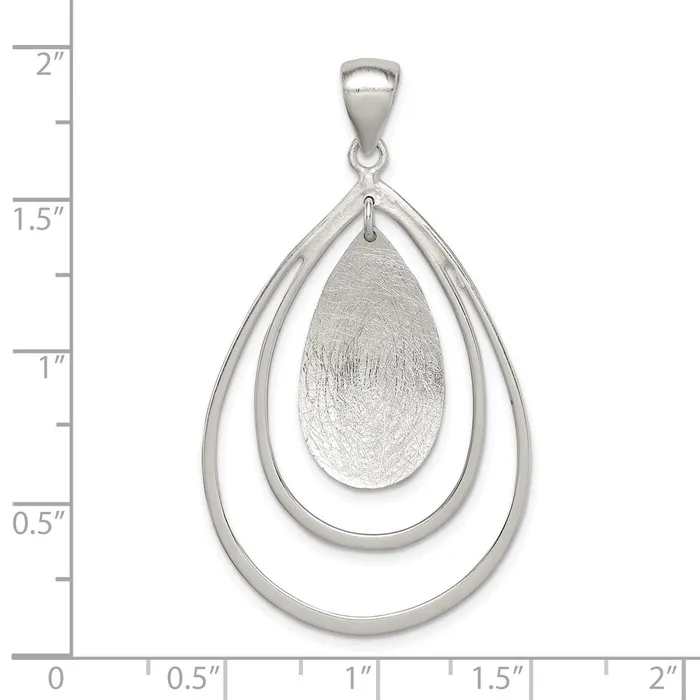 TreasureFineJewelers Necklaces Sterling Silver Polished Textured Teardrop Pendant