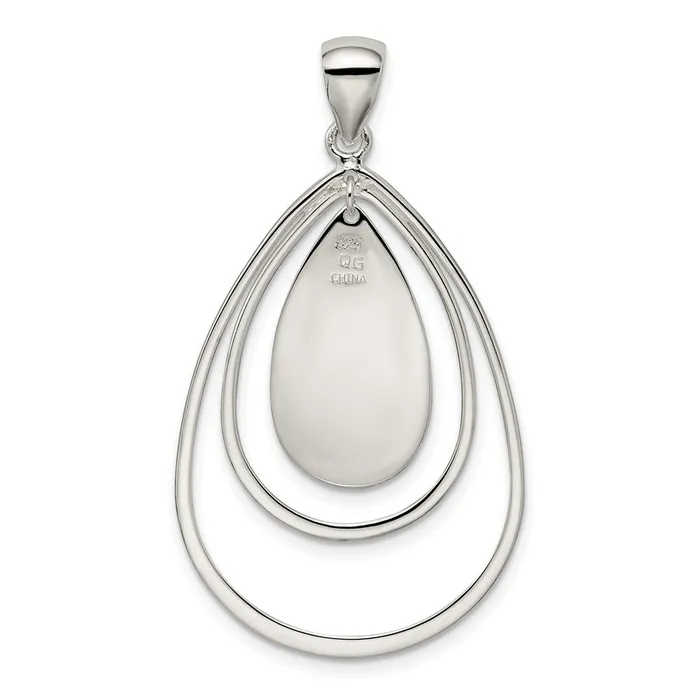 TreasureFineJewelers Necklaces Sterling Silver Polished Textured Teardrop Pendant