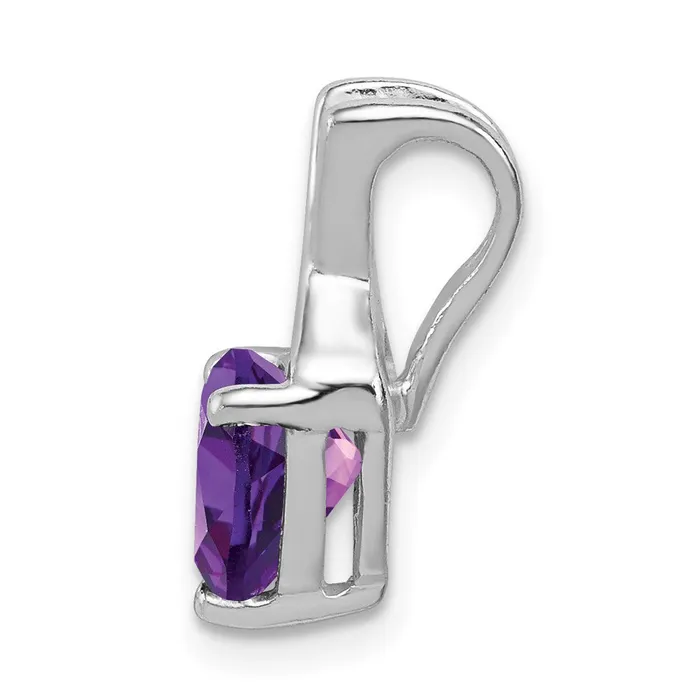 TreasureFineJewelers Necklaces Sterling Silver Rhodium Plated Amethyst Fancy Pendant