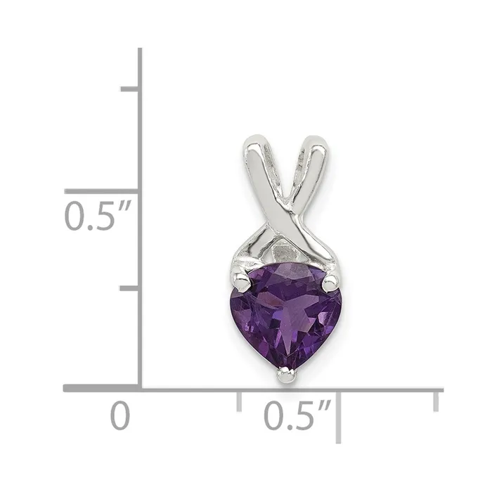 TreasureFineJewelers Necklaces Sterling Silver Rhodium Plated Amethyst Fancy Pendant