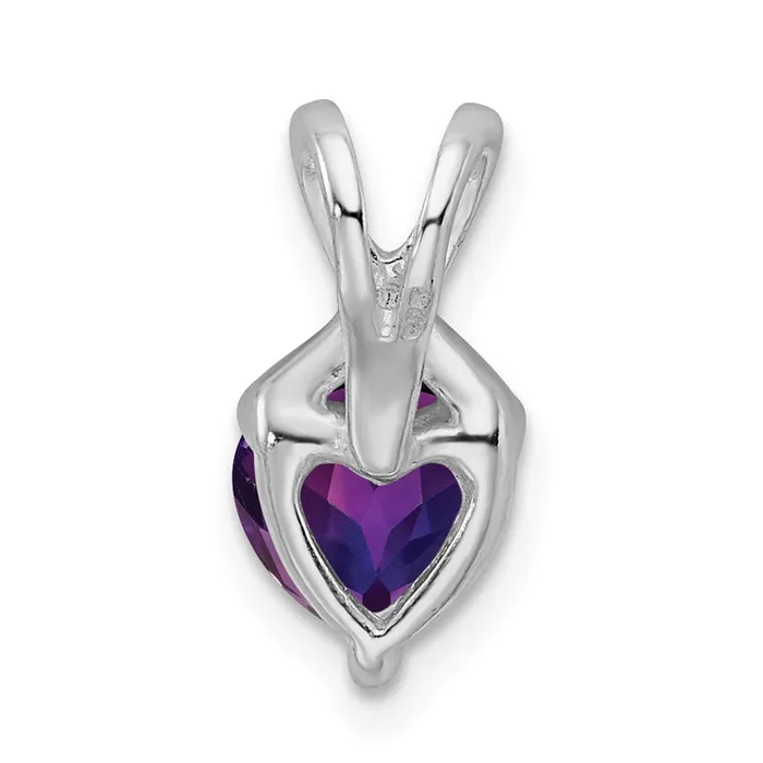 TreasureFineJewelers Necklaces Sterling Silver Rhodium Plated Amethyst Fancy Pendant