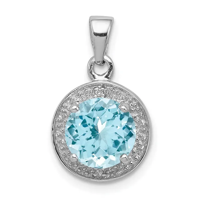 TreasureFineJewelers Necklaces Sterling Silver Rhodium Plated Diamond Light Swiss BT Pendant TreasureFineJewelers Necklaces Sterling Silver Rhodium Plated Diamond Light Swiss BT Pendant
