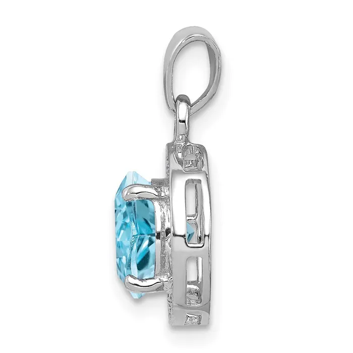 TreasureFineJewelers Necklaces Sterling Silver Rhodium Plated Diamond Light Swiss BT Pendant