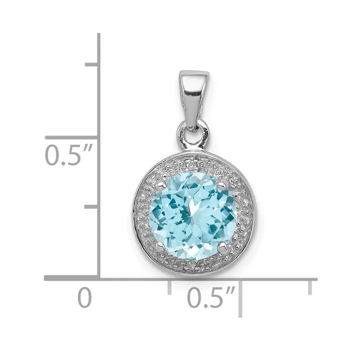 TreasureFineJewelers Necklaces Sterling Silver Rhodium Plated Diamond Light Swiss BT Pendant