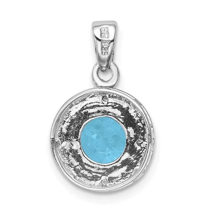 TreasureFineJewelers Necklaces Sterling Silver Rhodium Plated Diamond Light Swiss BT Pendant