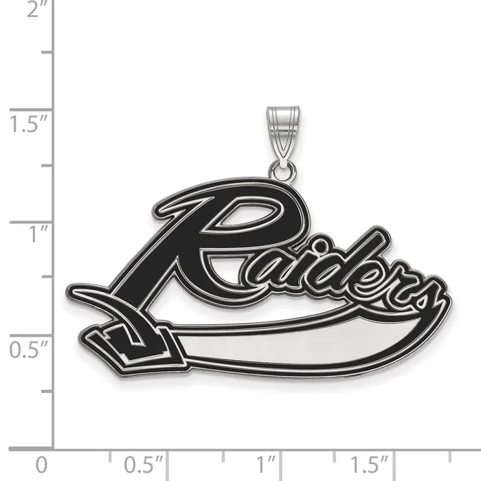 TreasureFineJewelers Necklaces Sterling Silver Rhodiumplated Mt Union College Raiders Extra Large Enameled Pendant
