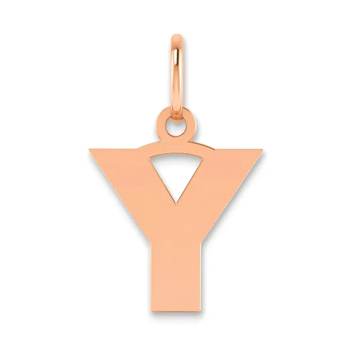 TreasureFineJewelers Necklaces Sterling Silver Roseplated Letter Y Initial Pendant TreasureFineJewelers Necklaces Sterling Silver Roseplated Letter Y Initial Pendant