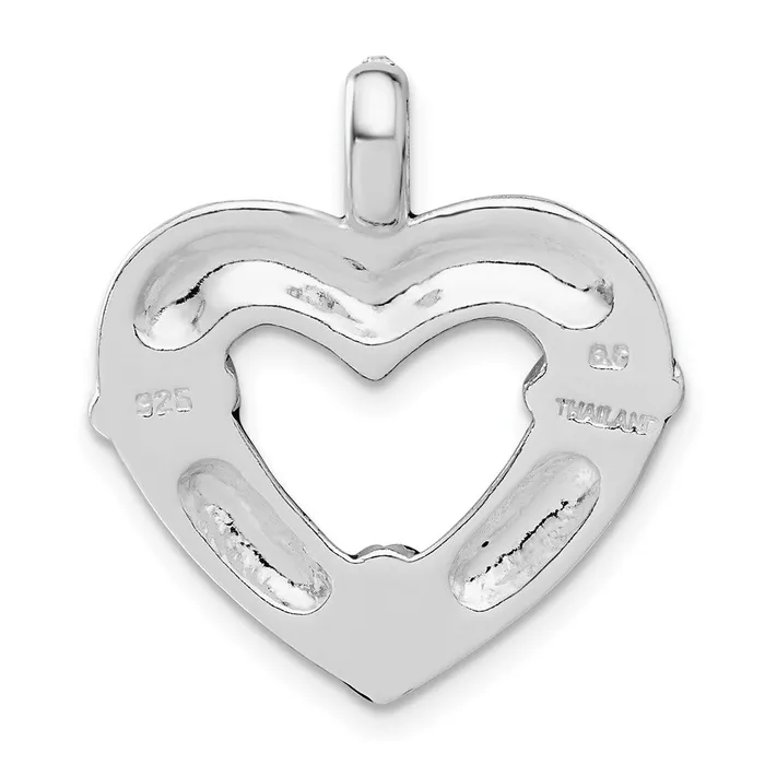 TreasureFineJewelers Necklaces Sterling Silver Stellux Crystal Black Enamel Heart Pendant