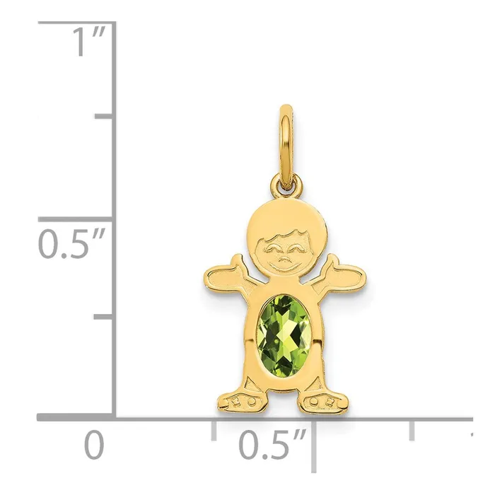 TreasureFineJewelers PreStyled Sets 14k Yellow Gold Boy 6x4 Oval Genuine PeridotAugust