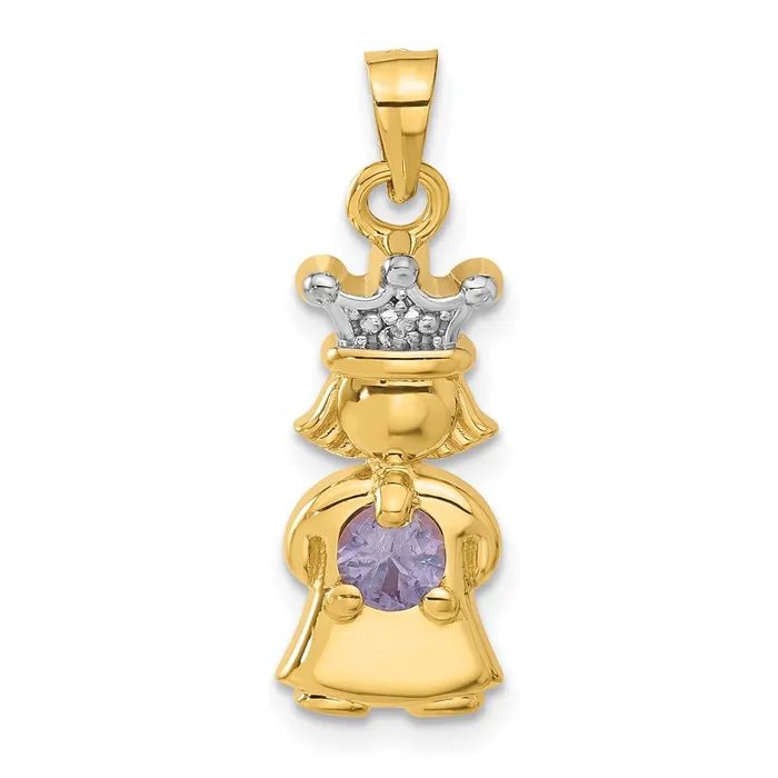 TreasureFineJewelers PreStyled Sets 14k Yellow Gold Diamond and Synthetic June Birthstone Girl Pendant TreasureFineJewelers PreStyled Sets 14k Yellow Gold Diamond and Synthetic June Birthstone Girl Pendant