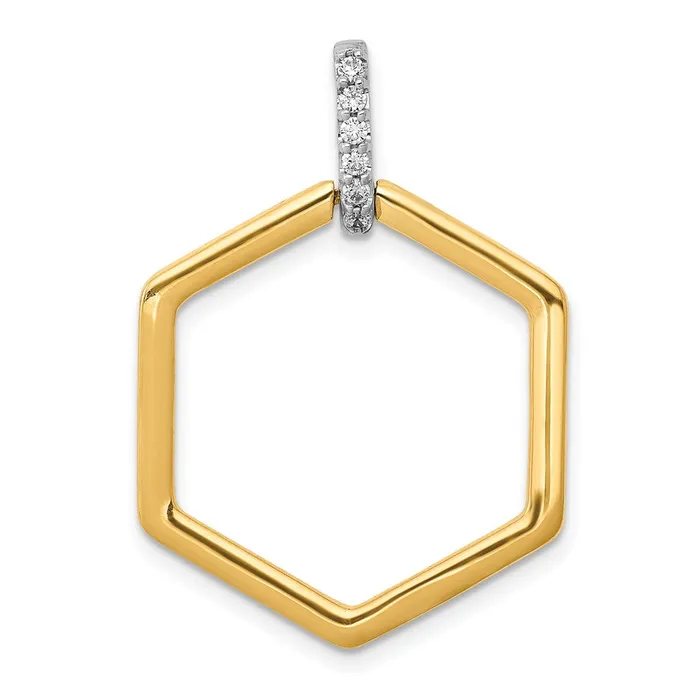 TreasureFineJewelers Rings 14k Twotone 115ct Diamond Fancy Hexagon Pendant TreasureFineJewelers Rings 14k Twotone 115ct Diamond Fancy Hexagon Pendant