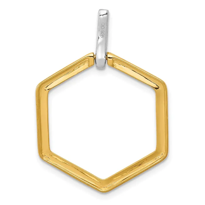 TreasureFineJewelers Rings 14k Twotone 115ct Diamond Fancy Hexagon Pendant