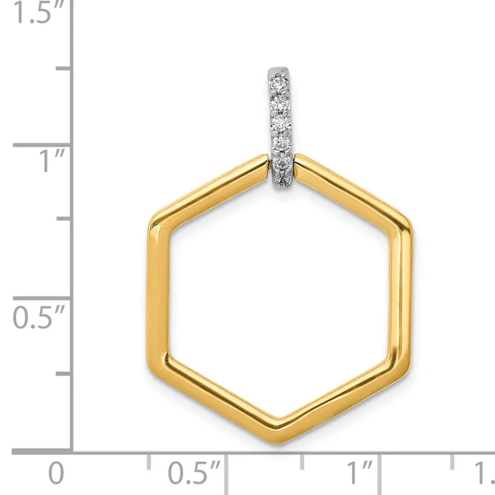 TreasureFineJewelers Rings 14k Twotone 115ct Diamond Fancy Hexagon Pendant