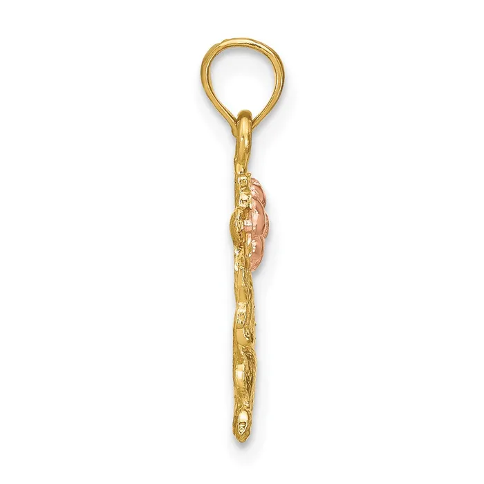 TreasureFineJewelers Rings 14k TwoTone Dog Holding Flower Charm