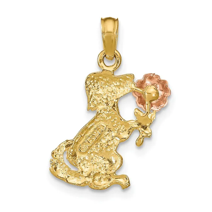 TreasureFineJewelers Rings 14k TwoTone Dog Holding Flower Charm