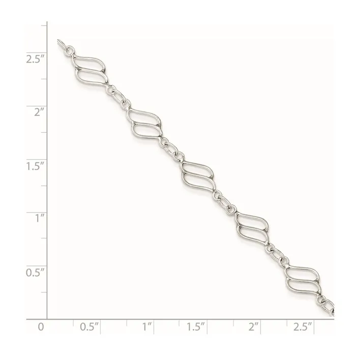 TreasureFineJewelers Rings Sterling Silver 10inch Fancy Polished Anklet