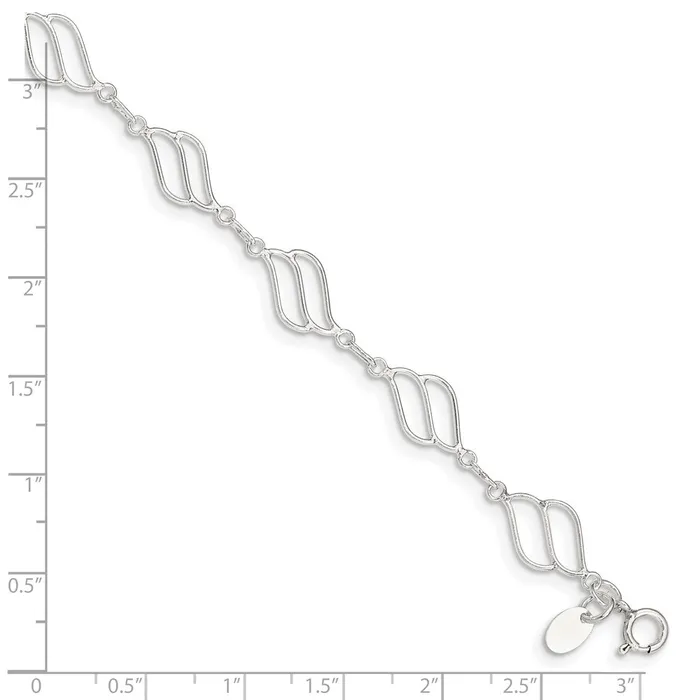 TreasureFineJewelers Rings Sterling Silver 10inch Fancy Polished Anklet