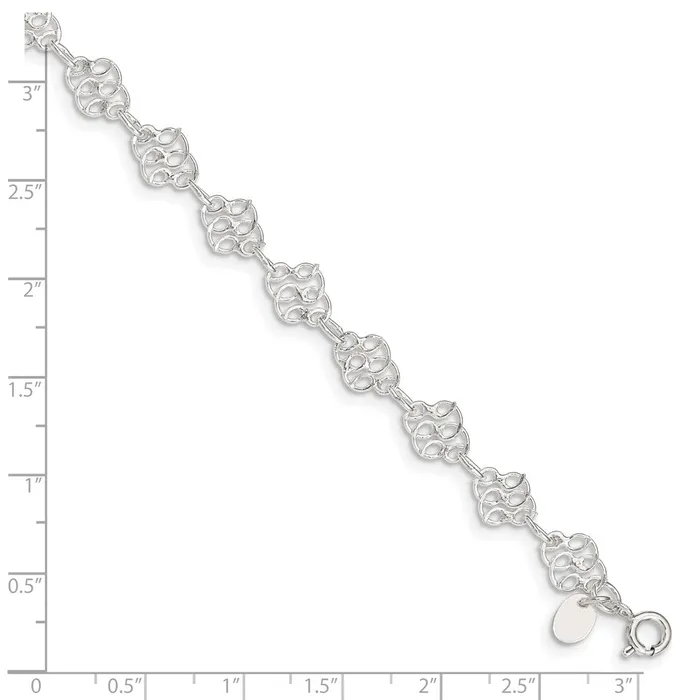 TreasureFineJewelers Rings Sterling Silver 10inch Fancy Polished Anklet