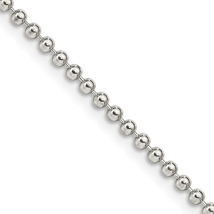 TreasureFineJewelers Rings Sterling Silver 2mm Beaded Chain