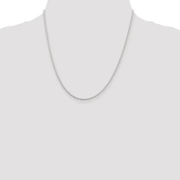 TreasureFineJewelers Rings Sterling Silver 2mm Beaded Chain