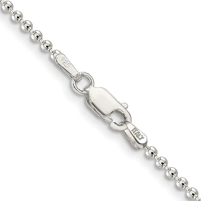 TreasureFineJewelers Rings Sterling Silver 2mm Beaded Chain