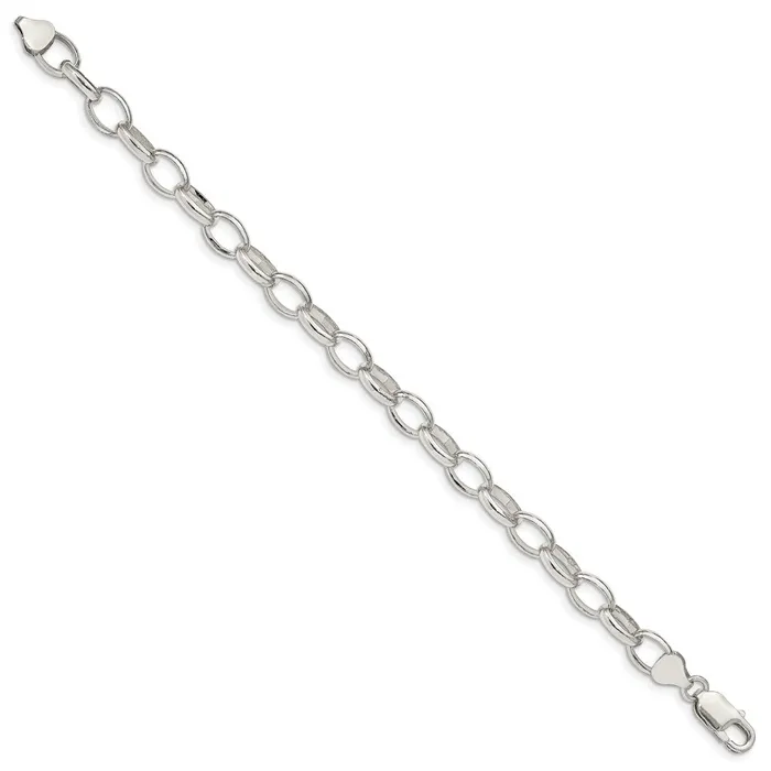 TreasureFineJewelers Rings Sterling Silver 8mm Fancy Rolo Chain