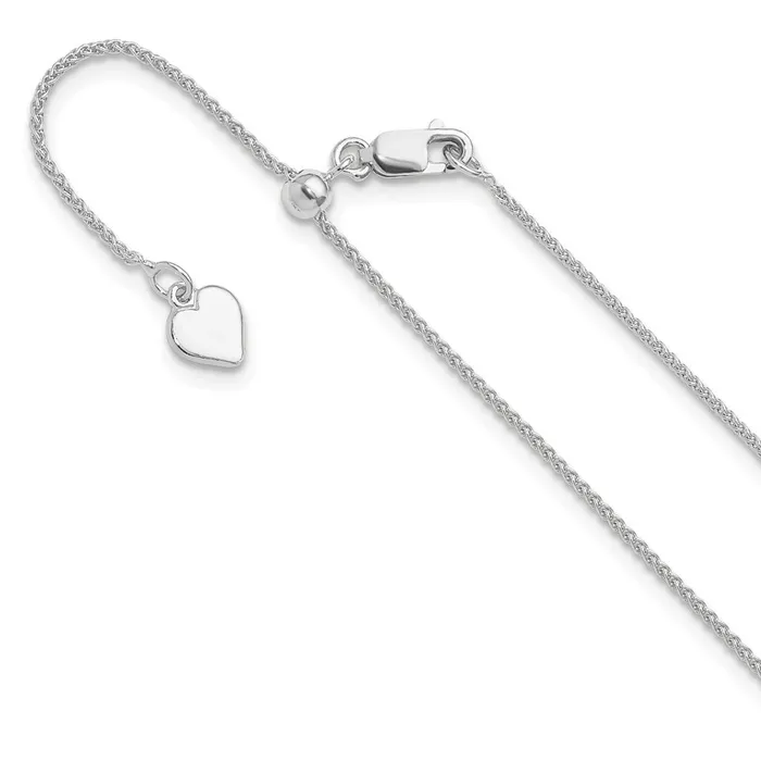 TreasureFineJewelers Rings Sterling Silver Adjustable 1mm Spiga Chain