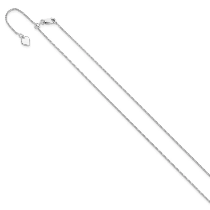 TreasureFineJewelers Rings Sterling Silver Adjustable 1mm Spiga Chain