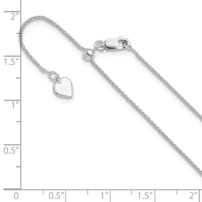 TreasureFineJewelers Rings Sterling Silver Adjustable 1mm Spiga Chain