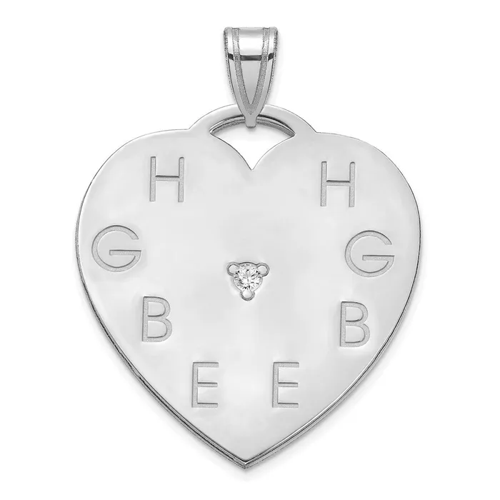TreasureFineJewelers Rings Sterling Silver Polished 8 Letter Charm with Diamond