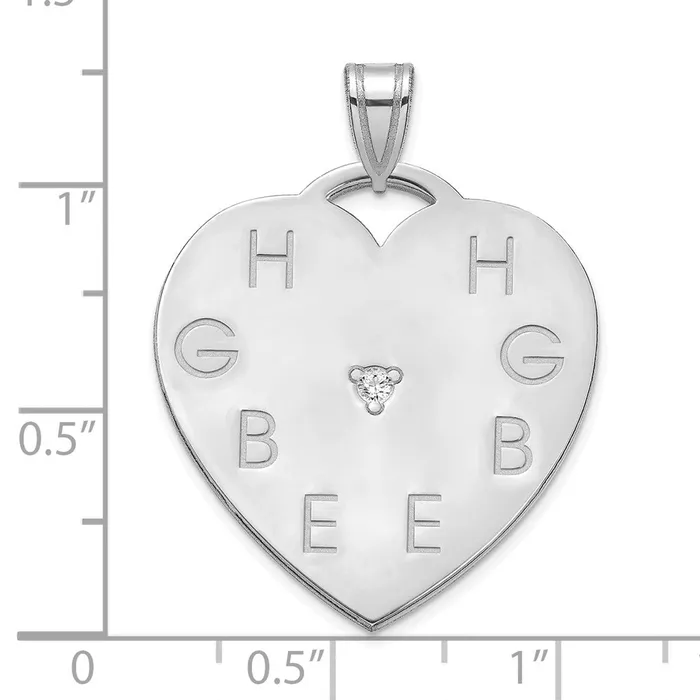 TreasureFineJewelers Rings Sterling Silver Polished 8 Letter Charm with Diamond