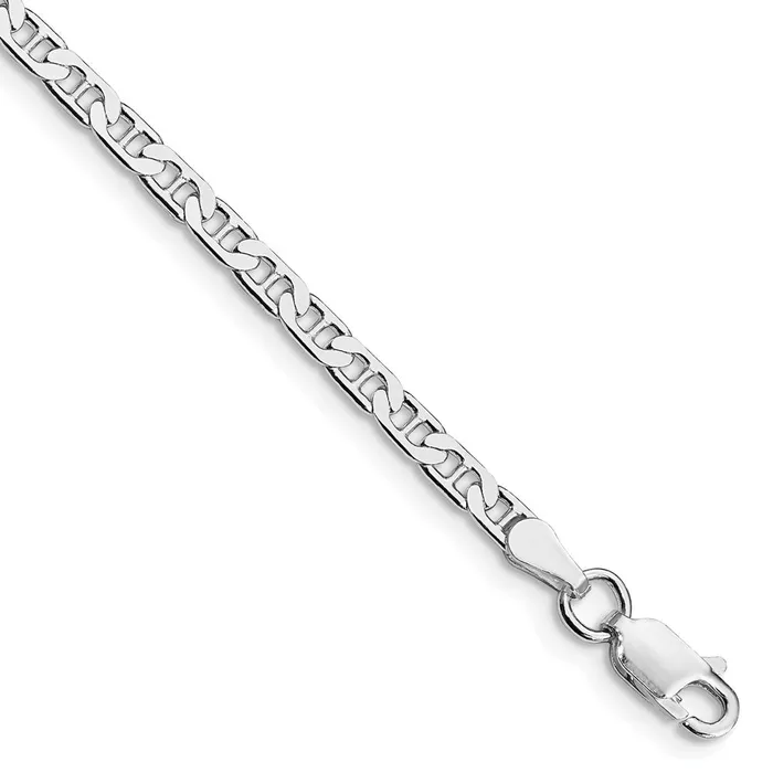TreasureFineJewelers Rings Sterling Silver Rhodiumplated 3mm Flat Anchor Chain Anklet TreasureFineJewelers Rings Sterling Silver Rhodiumplated 3mm Flat Anchor Chain Anklet