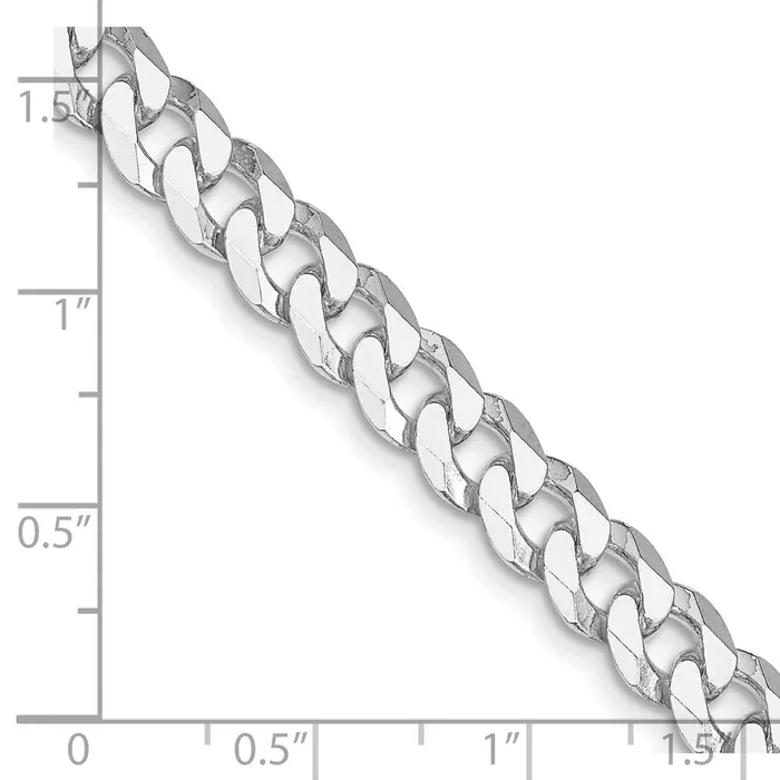 TreasureFineJewelers Rings Sterling Silver Rhodiumplated 7mm Beveled Curb Chain