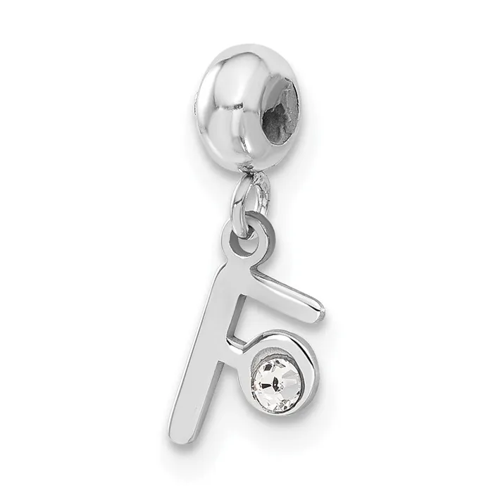 TreasureFineJewelers Rings Sterling Silver Rhodiumplated MeMi Letter F wSwarovski Crystal Charm TreasureFineJewelers Rings Sterling Silver Rhodiumplated MeMi Letter F wSwarovski Crystal Charm