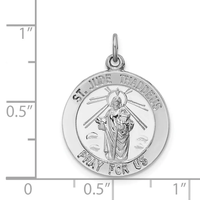 TreasureFineJewelers Rings Sterling Silver Rhodiumplated Saint Jude Thaddeus Medal