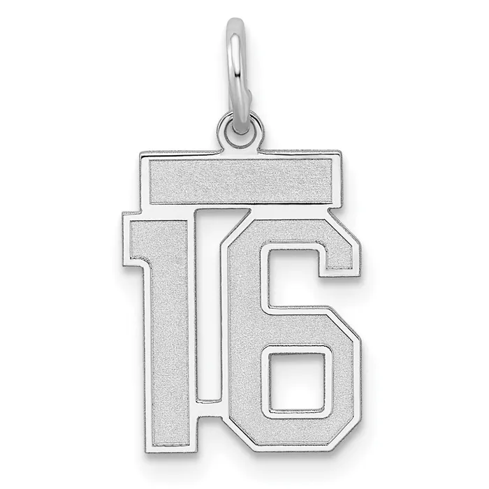 TreasureFineJewelers Rings Sterling SilverRhodiumplated Satin Number 16 Charm TreasureFineJewelers Rings Sterling SilverRhodiumplated Satin Number 16 Charm