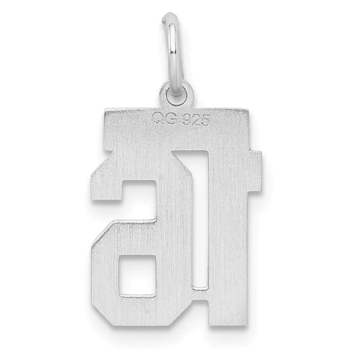TreasureFineJewelers Rings Sterling SilverRhodiumplated Satin Number 16 Charm